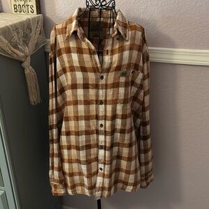 Women’s REALTREE Hand Bleached Flannel Plaid Shirt Size Large